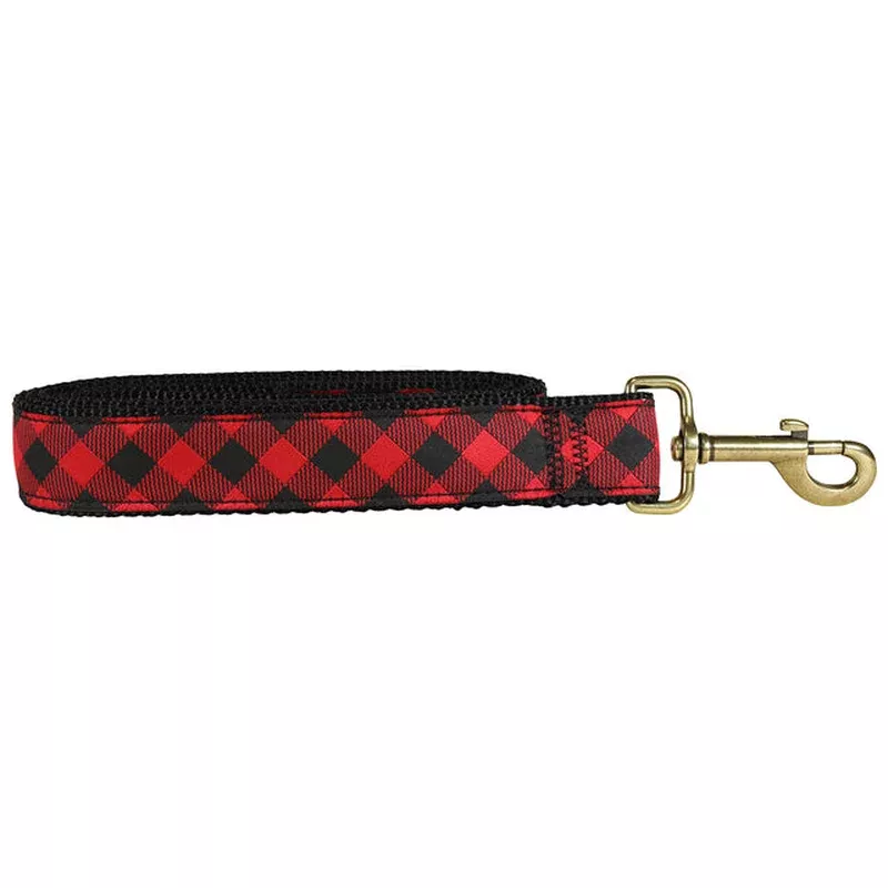1-25-x-6ft-ribbon-dog-leash-buffalo-plaid-red 1.25 x 6ft Ribbon Dog Leash Buffalo Plaid Red
