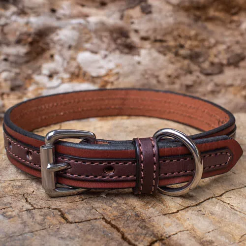 1-inch-two-tone-chocolate-leather-collar 1 Inch Two Tone Chocolate Leather Collar