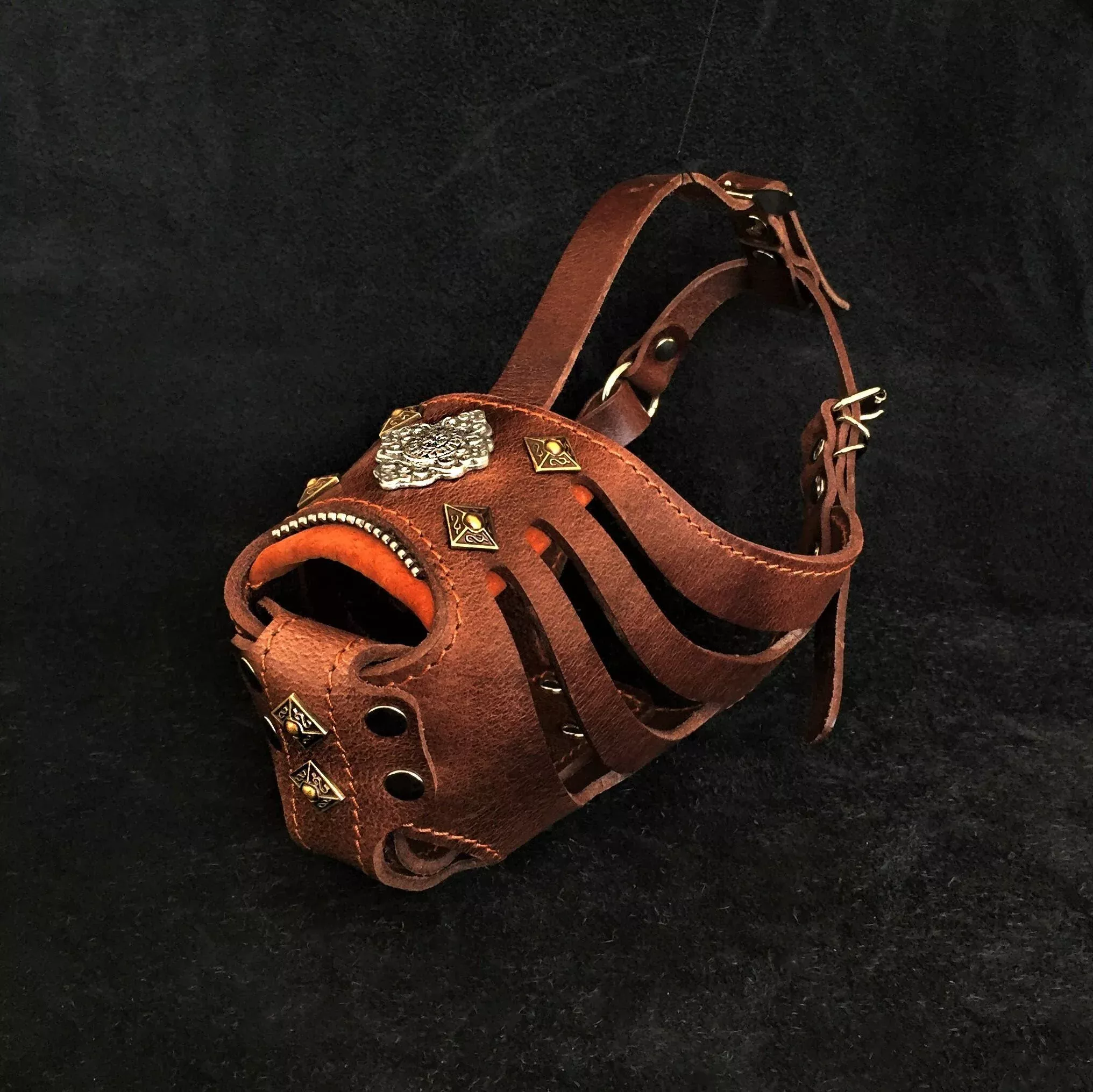 aztec-dark-brown-basket-muzzle ”Aztec” Dark Brown Basket Muzzle