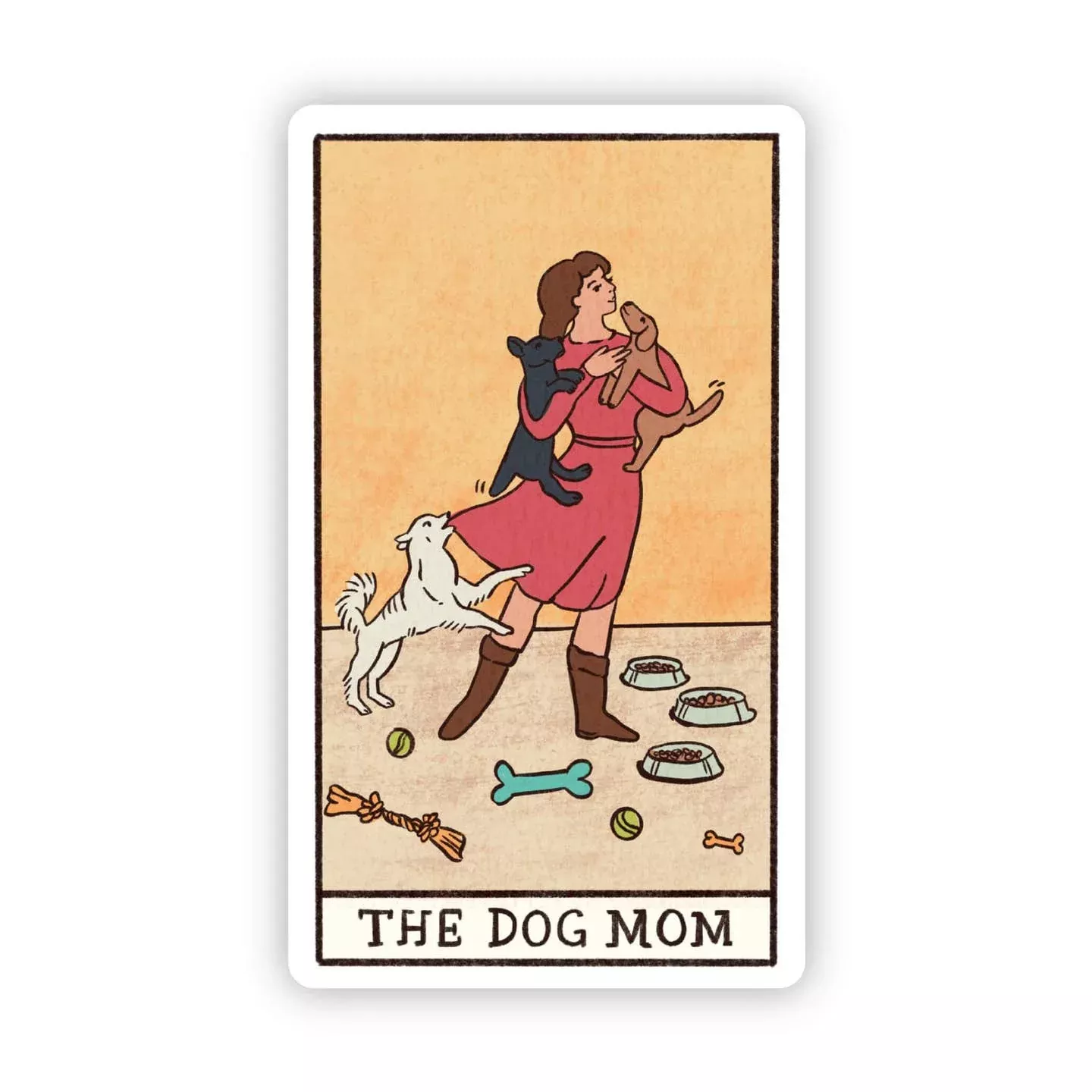 dog-mom-tarot-card-sticker "The Dog Mom" Tarot Card Sticker