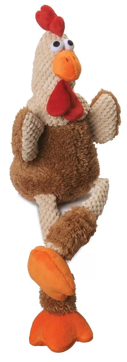 godog-checkers-skinny-rooster-plush-dog-toy-brown-large goDog Checkers Skinny Rooster Plush Dog Toy Brown, Large