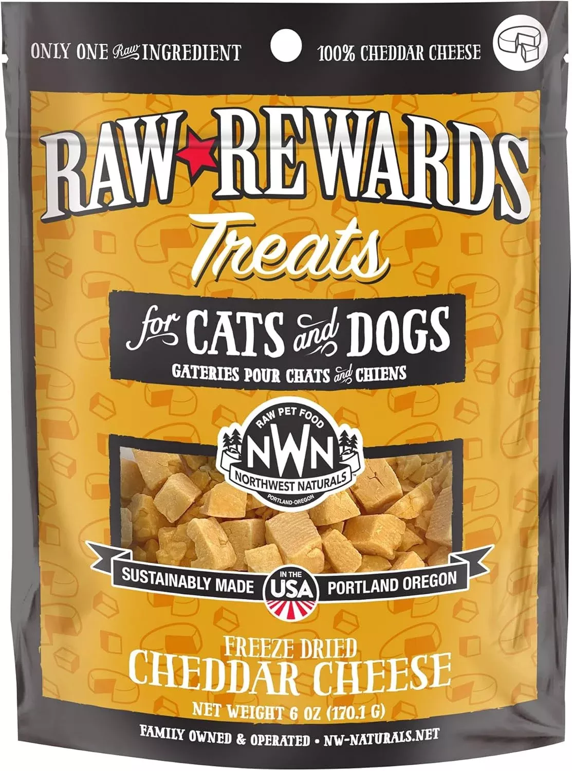 Northwest Naturals Raw Rewards Cheddar Cheese Freeze Dried Treats for Dogs and Cats