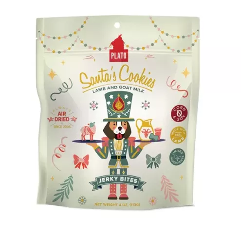Plato Santa's Cookies Lamb & Goat Milk Jerky Bites Dog Treats