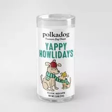 polka-dog-holiday-mini-tube-yappy-howlidays-lucky-duck-bits-dog-treat-2oz Polka Dog Holiday Mini Tube: Yappy Howlidays, Lucky Duck Bits Dog Treat 2oz