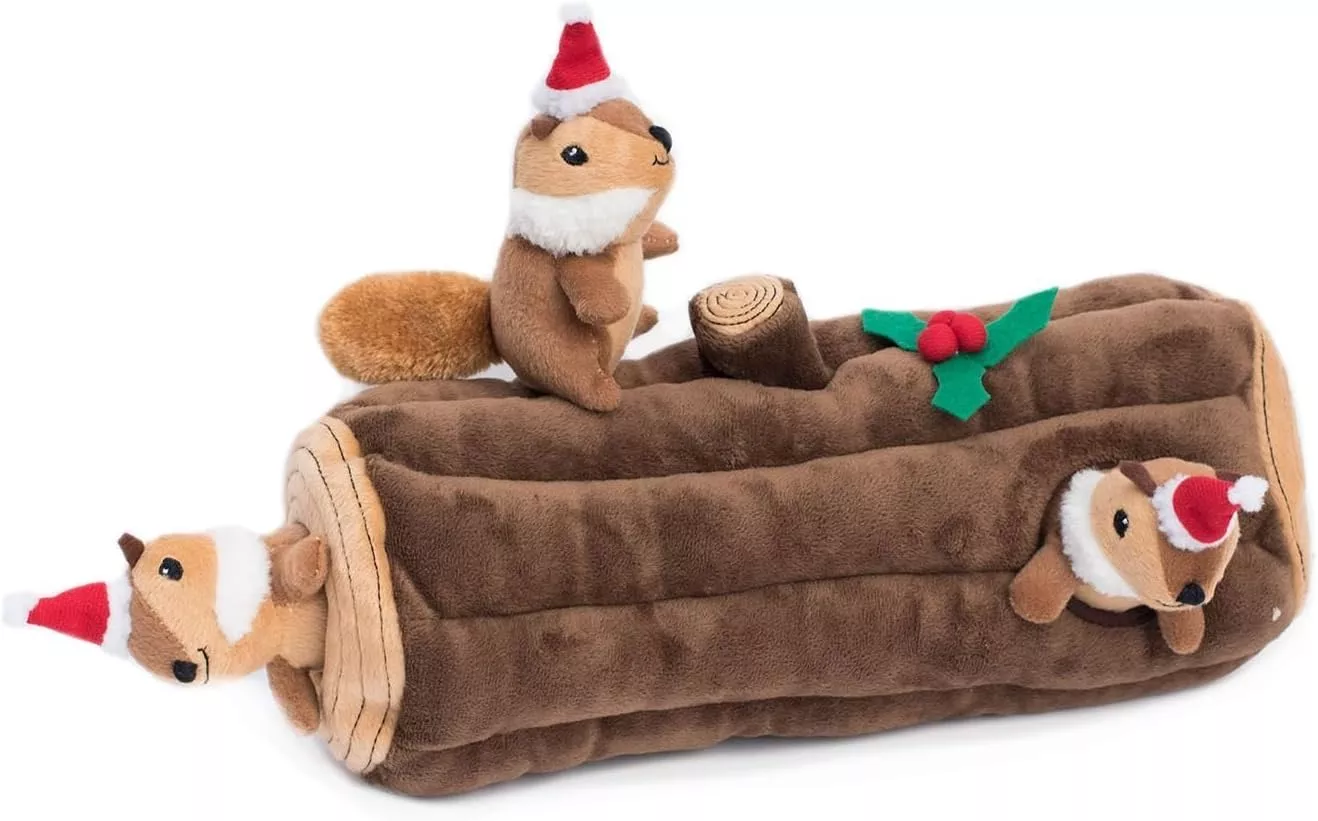 zippypaws-holiday-burrow-yule-log ZippyPaws Holiday Burrow Yule Log